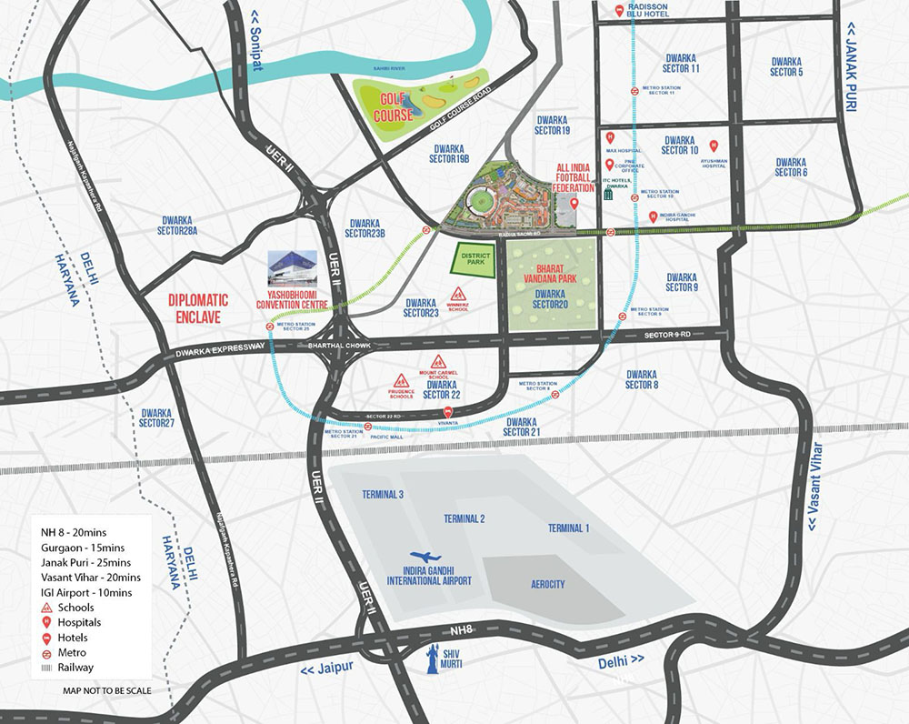 omaxe dwarka location map